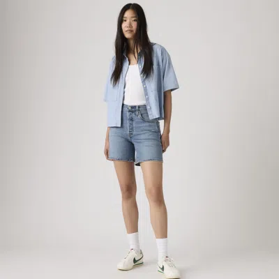 Levi's 501 Mid Thigh Lightweight Shorts In Blue