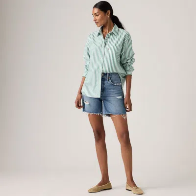 Levi's 501 Mid Thigh Women's Shorts 34 In Blue