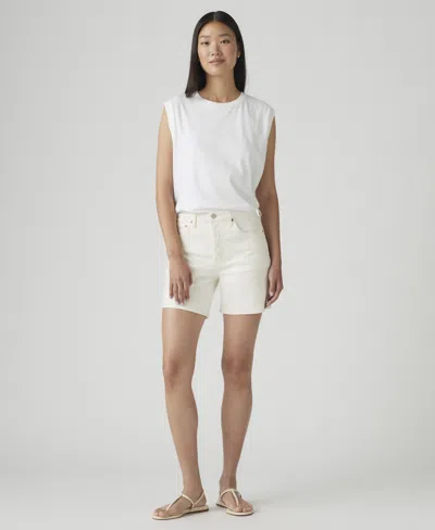 Levi's 501 Mid-thigh High Rise Straight Fit Denim Shorts In White