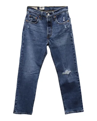 Pre-owned Levi's 501 Original Distressed Cropped Dark Wash Jeans In Blue Cotton