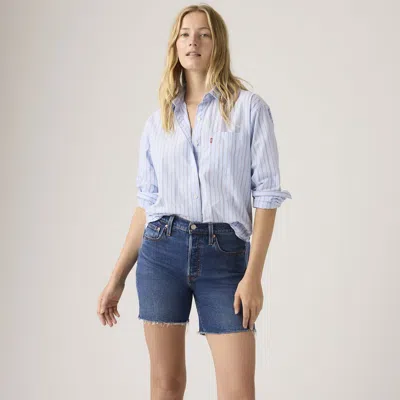 Levi's 501 Original Fit Mid-thigh Lightweight Women's Shorts 34 In Blue
