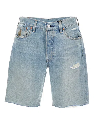 Levi's 501 Original Frayed-edge Shorts In Blue
