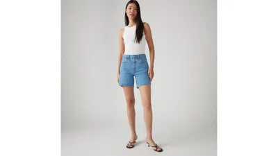 Levi's 501 Original High Rise Mid Thigh Jean Shorts In Blue