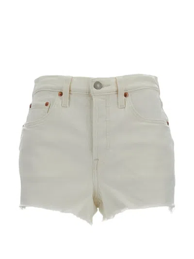 Levi's 501 Raw-cut Fringed Shorts In White