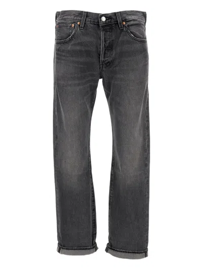 Levi's 501 Selvedge Fice-pocket Cotton Jeans In Gray