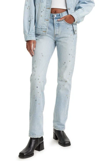 Levi's® 501® Studded High Waist Straight Leg Jeans In Bling Blau