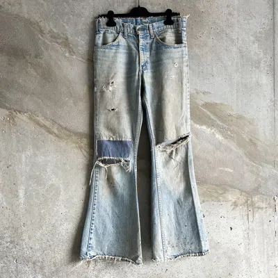 Pre-owned Levi's 60's Thrashed Orange Tab 684 Flared Patchwork Denim In Blue
