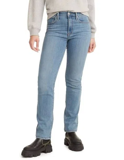 Levi's 724 High Rise Slim Straight Leg Jeans In Dark Indigo-wornin In Blue