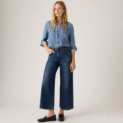 Levi's 728 High-rise Wide-leg Ankle Women's Jeans 34x27 In Blue