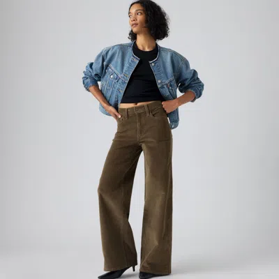 Levi's 728 High Rise Wide Leg Corduroy Pants In Brown