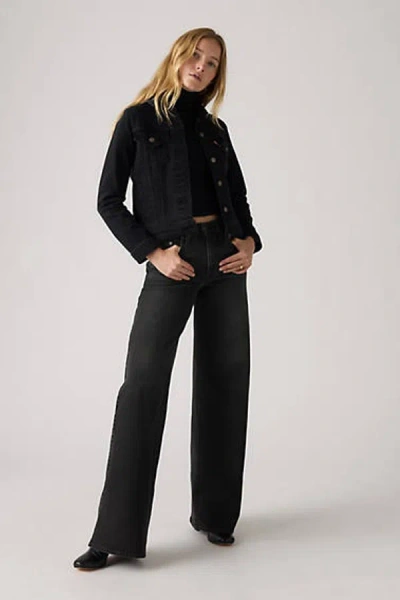Levi's 728 High Rise Wide Leg Jeans In Black