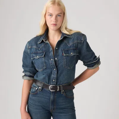 Levi's 80s Western Button Down Shirt In Blue