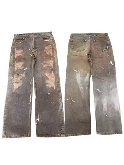 Pre-owned Levi's 90's Levis 501xx Distressed Jeans Splashed Paint In Blue