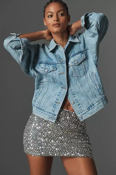 Levi's 90's Rhinestone Embellished Denim Trucker Jacket In Blue