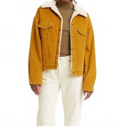 Levi's 90's Sherpa Corduroy Trucker Jacket In Yellow In Brown