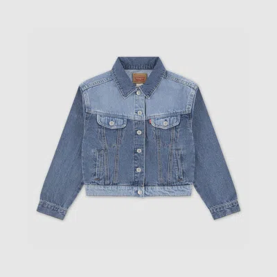 Levi's 90's Shrunked Blocked Trucker Jacket Big Girls S-xl Xl In Blue