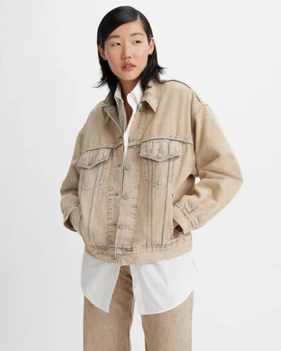 Levi's 90's Trucker Jacket Women's Beige Denim Long Sleeve Flap Pocket Gbo2139 In Brown