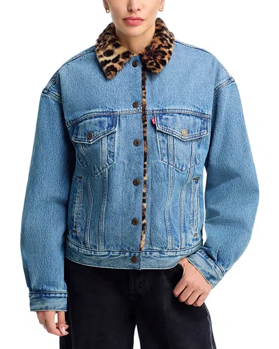Levi's 90s Faux Fur Collar Denim Trucker Jacket In Blue
