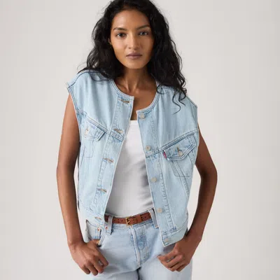 Levi's '90s Shrunken Collarless Vest In Blue
