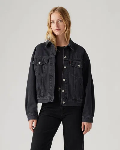Levi's 90s Trucker Jacket Women's Black Denim Long Sleeve Button Front Kfc997