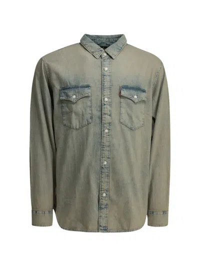 Levi's Acid-wash Button-down Denim Shirt In Green