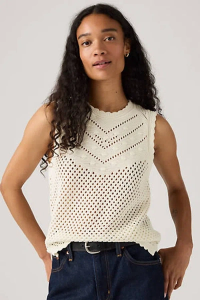 Levi's Adrienne Crochet Tank Top In White