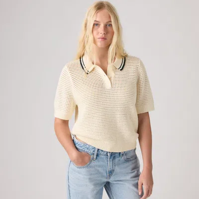 Levi's Alizee Short-sleeve Polo Sweater In Nude