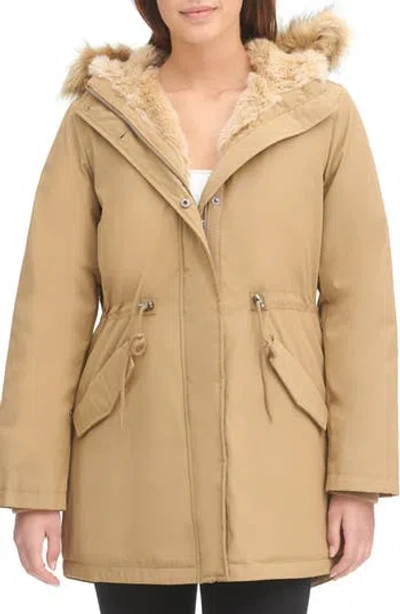 Levi's® Arctic Cloth Water Resistant Hooded Parka With Removable Faux Fur Trim In Tan