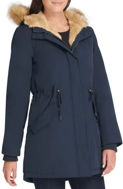 Levi's® Arctic Cloth Water Resistant Hooded Parka With Removable Faux Fur Trim In Navy