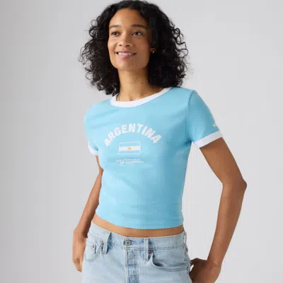 Levi's X World Cup Argentina Retro Ringer Baby Tee Argentina In Blue