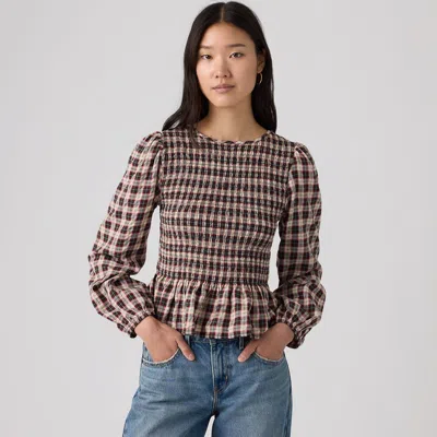Levi's Ashton Long-sleeve Blouse In Agnetha Plaid Oyster Gray