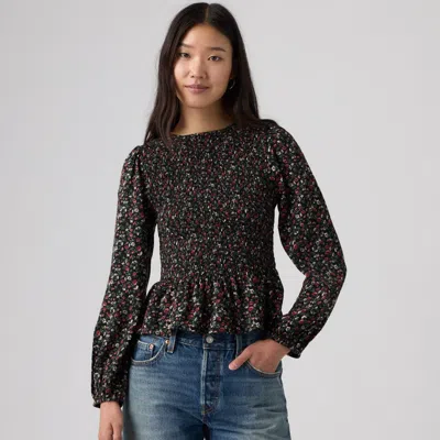 Levi's Ashton Long-sleeve Blouse In Auri Floral Anthracite Night