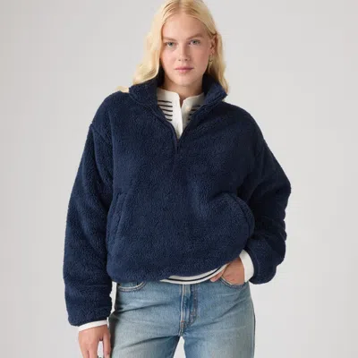 Levi's Atwood Sherpa Quarter-zip Sweatshirt In Blue