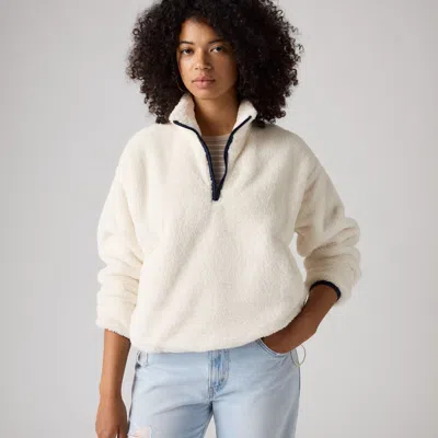 Levi's Atwood Sherpa Quarter-zip Sweatshirt In Neutral