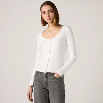Levi's Austen Button Up Long Sleeve Top In White
