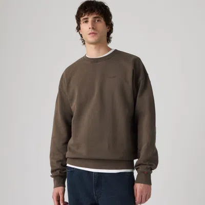 Levi's Authentic Crewneck Garment Dye Sweatshirt In Brown