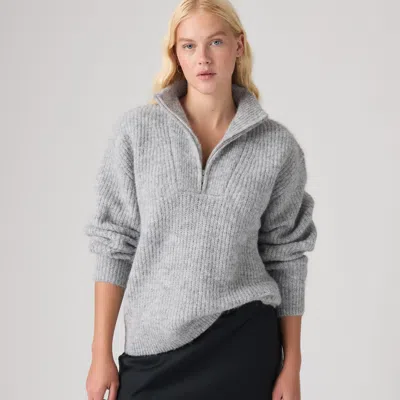 Levi's Ava Quarter Zip Sweater In Gray