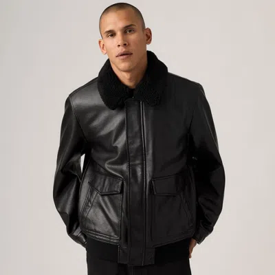 Levi's Aviator Jacket With Removeable Sherpa Collar In Black