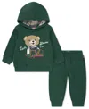 Levi's Baby Boys 2-piece Bear Applique Hoodie And Joggers Set In Green