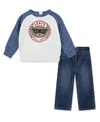 Levi's Baby Boys 2-piece Moto Crewneck T-shirt And Jeans Set In Blue