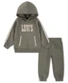 Levi's Baby Boys 2-piece Taped Pull On Hoodie And Jogger Pants In Green