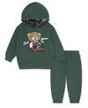 Levi's Baby Boys 2-piece Bear Applique Hoodie And Joggers Set In Green