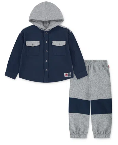 LEVI'S BABY BOYS HOODED SHACKET AND JOGGER PANTS, 2-PIECE SET