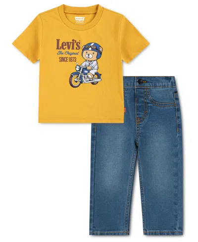 Levi's Baby Boys' Moto T-shirt And Jeans, 2-piece Set In Golden Spice