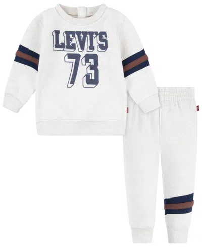 Levi's Baby Boys Varsity Crewneck Sweatshirt And Joggers, 2-piece Set In White