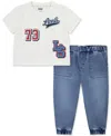 Levi's Toddler Boys 2-piece Moto Patch T-shirt And Jogger Pants Set In Blue