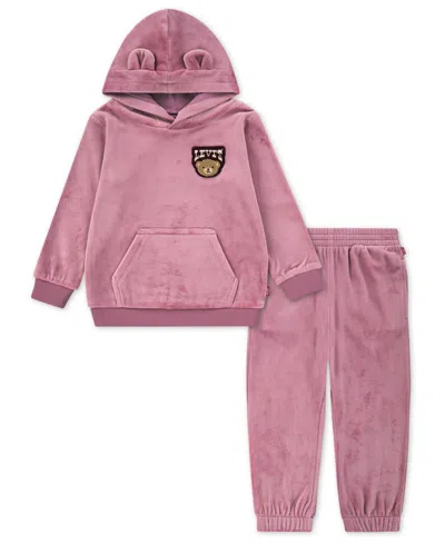 Levi's Baby Girls 2-piece Minky Sherpa Hoodie And Jogger Pant Set In Purple