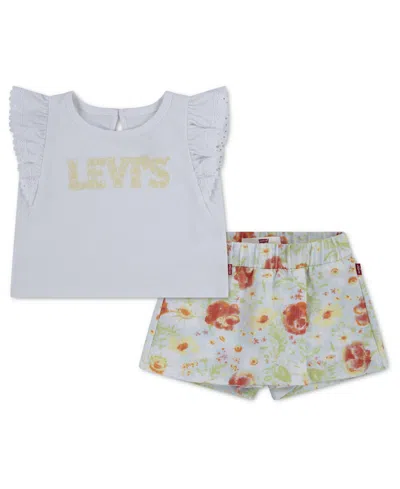 Levi's Baby Girls' Crewneck Knit Top And Skort, 2-piece Set In Multi