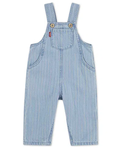 Levi's Baby Girls' Rainbow Striped Denim Overalls In Blue
