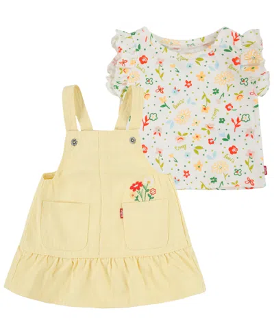 Levi's Baby Girls' Short-sleeve T-shirt And Skirtalls Set, 2-piece Set In Yellow